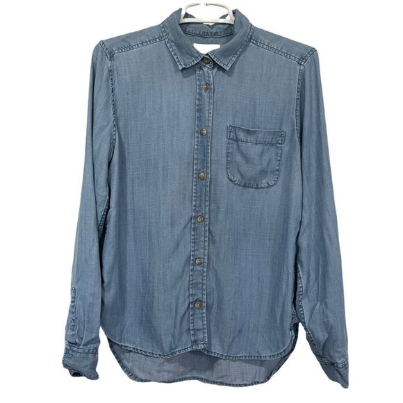 American Eagle Outfitters Top Button Front Blue Denim Mens Size Small - Picture 1 of 5